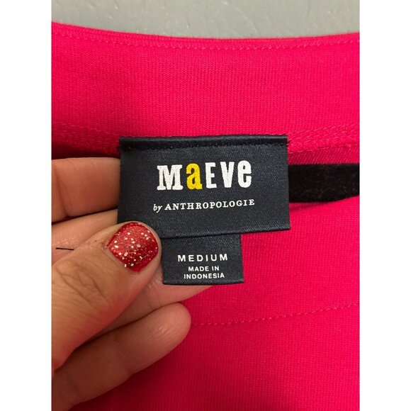 Anthropologie Maeve Women's Medium Crop Top Lower Back Lace Up LS Pink - Picture 7 of 9